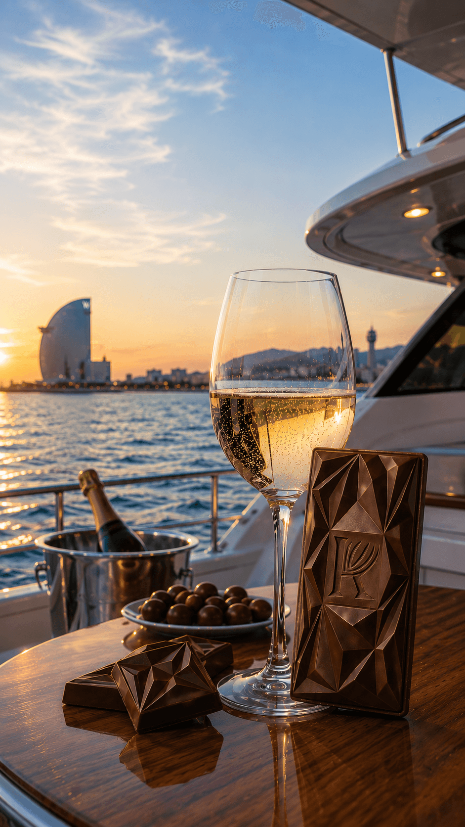 Chocolate and wine tasting aboard a yacht